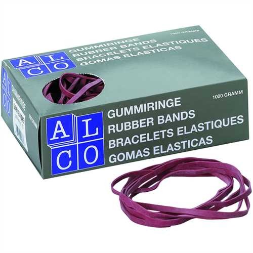 ALCO Gummiband, Schachtel extra groß, Schnittbreite: 6 mm, Flachmaß: 200 mm, rot (1 kg)