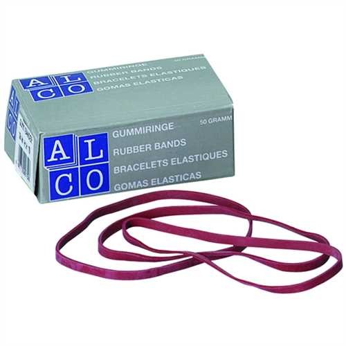 ALCO Gummiband, Schachtel klein, Schnittbreite: 4 mm, Flachmaß: 150 mm, rot (50 g)