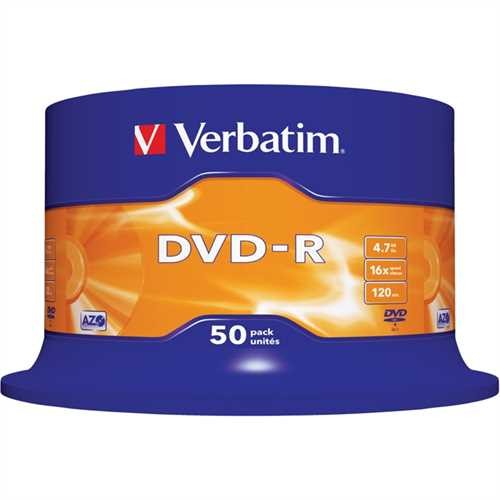 Verbatim DVD-R, Spindel, einmalbeschreibbar, 4,7 GB, 16 x (50 Stück)