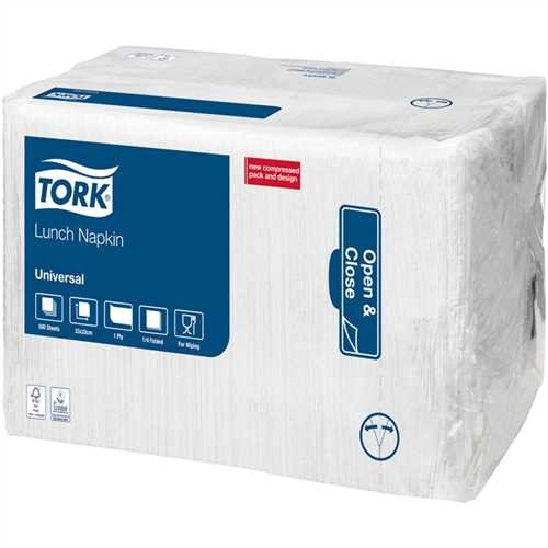 TORK Serviette, Universal, 1lagig, 1/4 Falz, 33 x 33 cm, weiß (500 Stück)