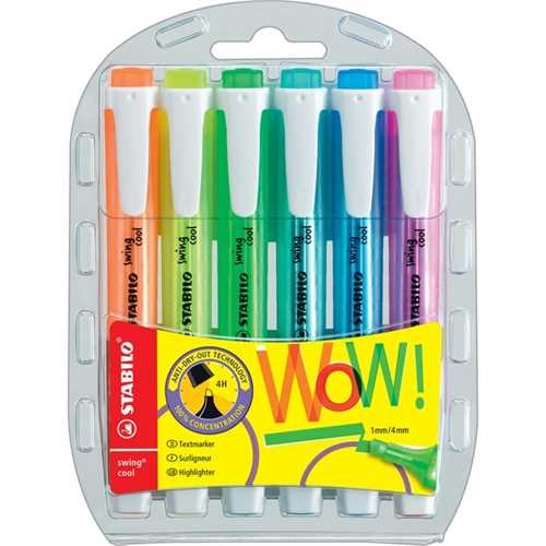 STABILO Textmarker swing cool, Einweg, flach, Keilspitze, 1 - 4 mm, Schaftfarbe: in Schreibfarbe, tr