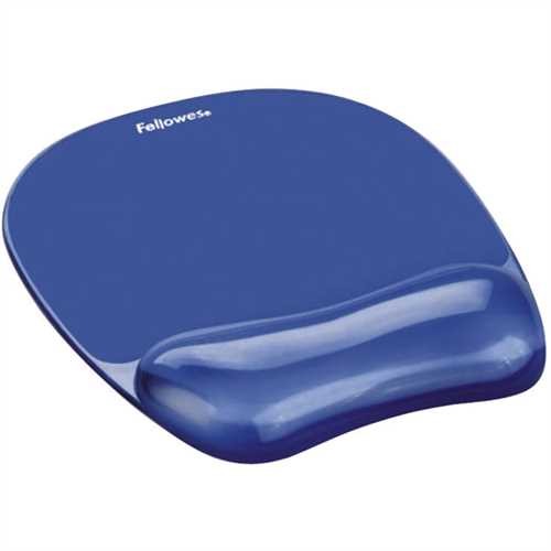 Fellowes Mauspad Crystal™ Gel, mit Handgelenkauflage, 20 x 23 cm, blau