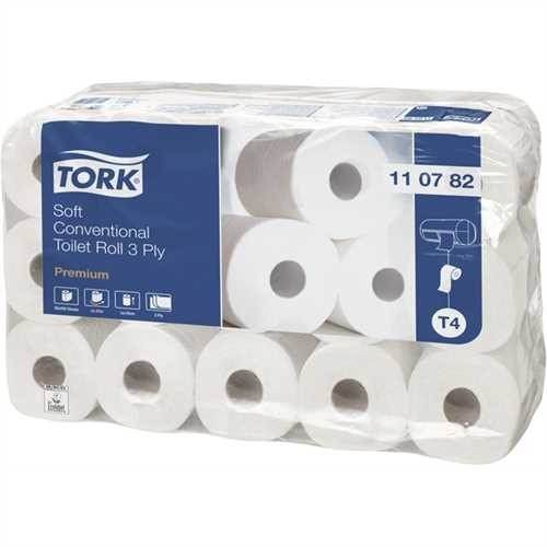 TORK Toilettenpapier Premium, Tissue, 3lagig, auf Rolle, 250 Blatt, 9 x 8 Rollen, 10 x 13 cm, weiß (
