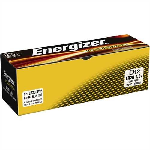 Energizer Batterie, INDUSTRIAL, Mono, D, LR20, 1,5 V (12 Stück)