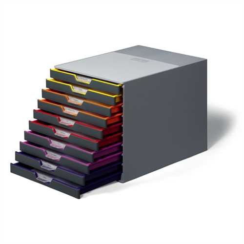 DURABLE Schubladenbox VARICOLOR, Kunststoff, mit 10 Schubladen, 292 x 356 x 280 mm, grau