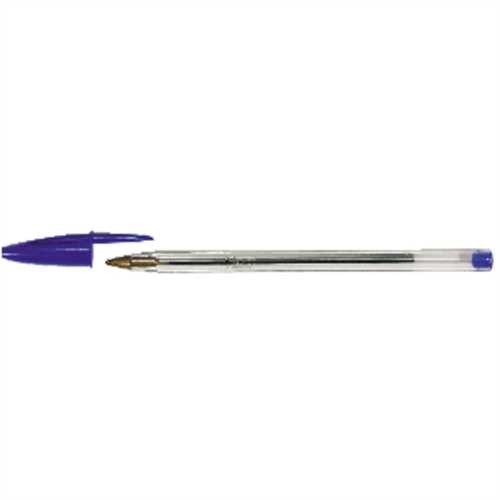 BIC Kugelschreiber, Cristal, 0,4 mm, Schaftfarbe: farblos, transparent, Schreibfarbe: blau (50 Stück