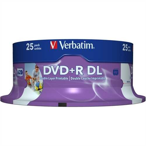 Verbatim DVD+R, Double Layer, full printable, Spindel, 8,5 GB, 8 x (25 Stück)