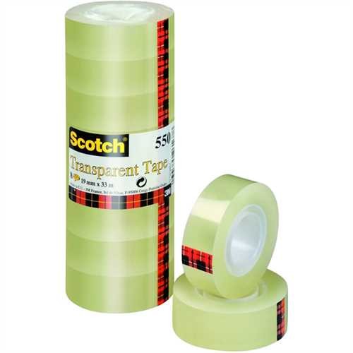 Scotch Klebeband 550, selbstklebend, 19 mm x 33 m, transparent (8 Rollen)