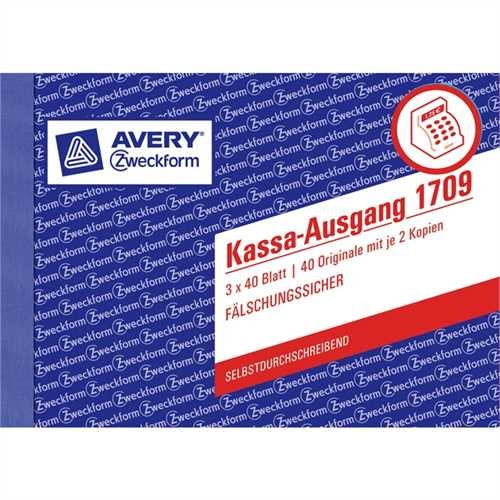 AVERY Zweckform Ausgabebeleg, A6 quer, 3fach, selbstdurchschreibend, 1. / 2. / 3. Blatt bedruckt, Pa