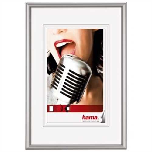 hama Bilderrahmen Chicago, mit Normalglas, 20 x 30 cm, Aluminiumrahmen, silber, Rahmenbreite: 11 mm,