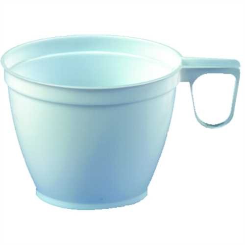 PAPSTAR Tasse, Einweg, Polystyrol, mit Henkel, rund, 180 ml, 7,8 x 6 cm, weiß (60 Stück)