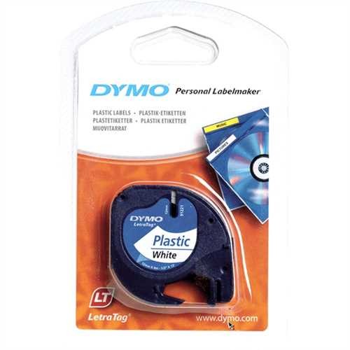 DYMO Schriftbandkassette, LetraTAG, Kunststoff, 12 mm x 4 m, weiß