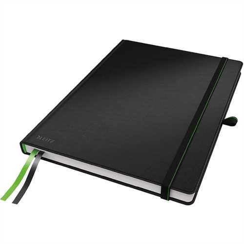 LEITZ Notizbuch Complete, liniert, A4, 100 g/m², Einbandfarbe: schwarz, 80 Blatt