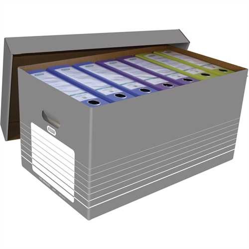 ELBA Archivbox tric, Wellpappe, mit Deckel, A4, innen: 35 x 58,5 x 30 cm, grau/weiß (5 Stück)