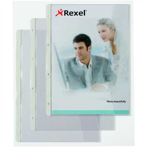 ReXel Prospekthülle, mit seitlicher Klappe, PP, 4fach Standardlochung, A4, 0,11 mm, transparent (10