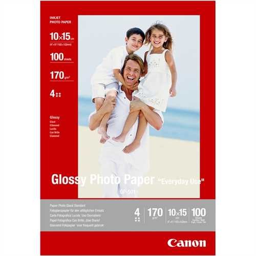 Canon Inkjetpapier GP-501, 10 x 15 cm, 170 g/m², weiß, glänzend (100 Blatt)