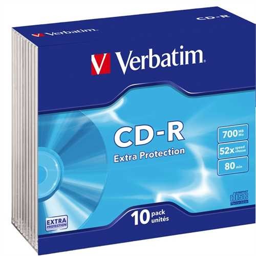 Verbatim CD-R, Slimcase, einmalbeschreibbar, 700 MB, 80 min, 52 x (10 Stück)