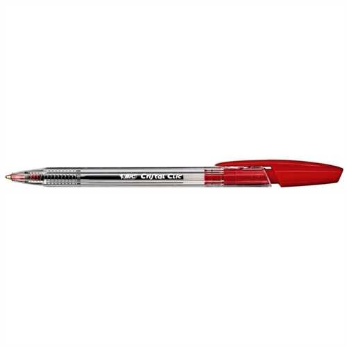 BIC 8507341 - Druckkugelschreiber Cristal Clic, Druckmechanik, 0,32 mm, Schreibfarbe, Rot