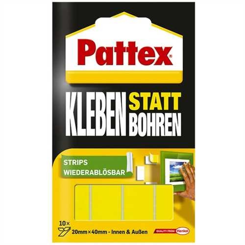 Pattex Doppelklebestück Kleben statt Bohren, Packung, selbstklebend, fest haftend, dennoch ablösbar,