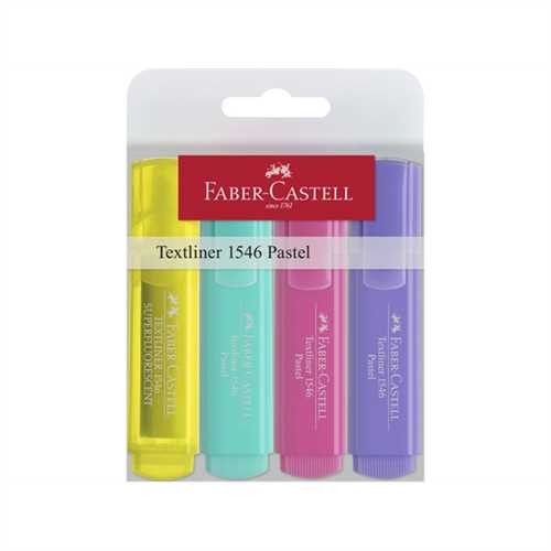 FABER-CASTELL Textmarker Textliner 46, Pastel + Superfluorescent, teilweise nachfüllbar, Keilspitze,
