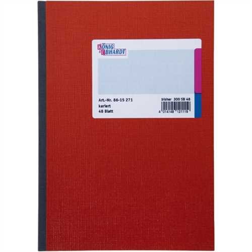 K&E Geschäftsbuch, Glanzkarton, kariert, A5, Einbandfarbe: rot, 48 Blatt