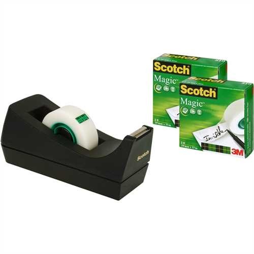 Scotch Tischabroller Promotionset 3+1, gefüllt, PS, für Rollen bis 19 mm x 33 m, schwarz, mit 3 Roll