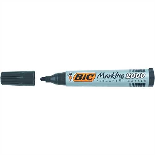 BIC Permanentmarker Marking™ 2000, Einweg, Rundspitze, 1,7 mm, Schreibfarbe: schwarz