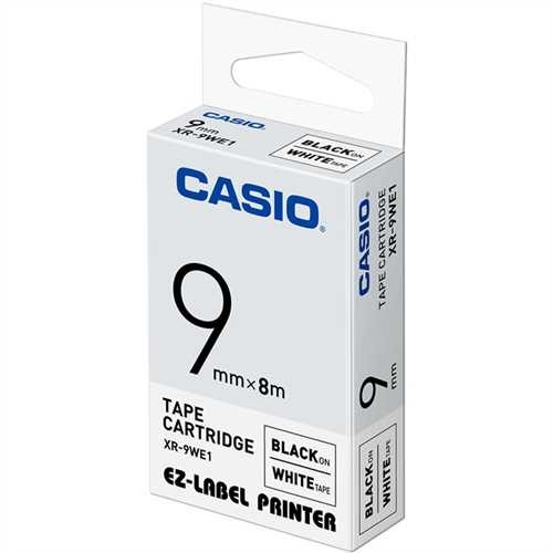 CASIO Schriftbandkassette, XR-9WE1, 9 mm x 8 m, schwarz auf weiß