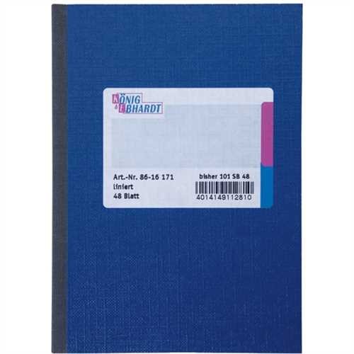 K&E Geschäftsbuch, Glanzkarton, liniert, A6, Einbandfarbe: blau, 48 Blatt