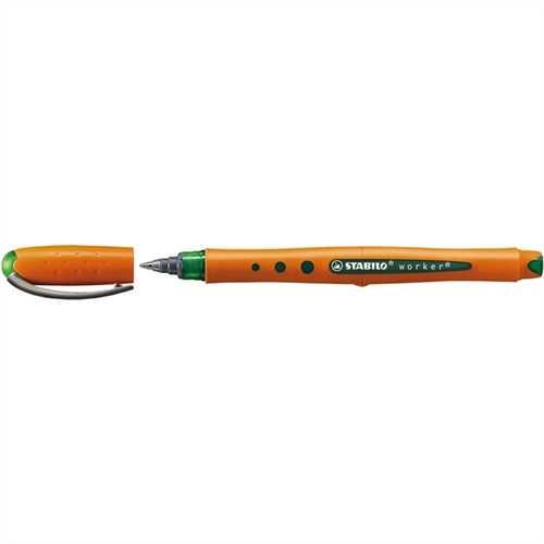 STABILO Tintenkugelschreiber worker, mit Kappe, F, 0,3 mm, Schreibfarbe: grün