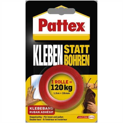 Pattex Montageband Kleben statt Bohren, selbstklebend, permanent, 19 mm x 1,5 m
