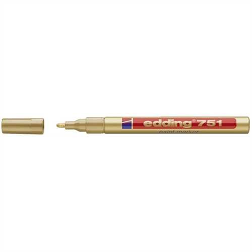 edding Lackmarker, 751, Rundspitze, 1 - 2 mm, Schreibfarbe: gold