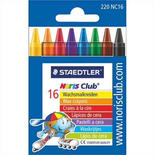 STAEDTLER Wachsmalkreide Noris Club, rund, Papierhülle, Ø: 8 mm, Schreibfarbe: 16er sortiert (16 Stü