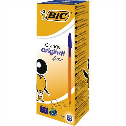 BIC Kugelschreiber, Orange™, 0,35 mm, Schaftfarbe: orange, Schreibfarbe: blau (20 Stück)