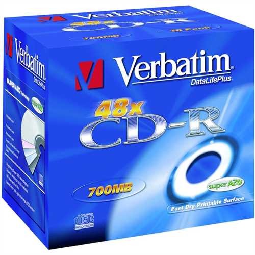 Verbatim CD-R, printable, Jewelcase, einmalbeschreibbar, 700 MB, 80 min, 52 x (10 Stück)