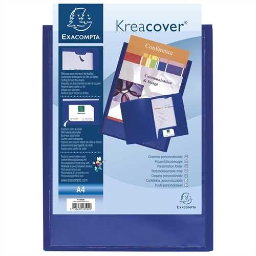 EXACOMPTA Einschlagmappe Kreacover, PP, 2 Klappen, A4, Füllhöhe: 1 cm, blau