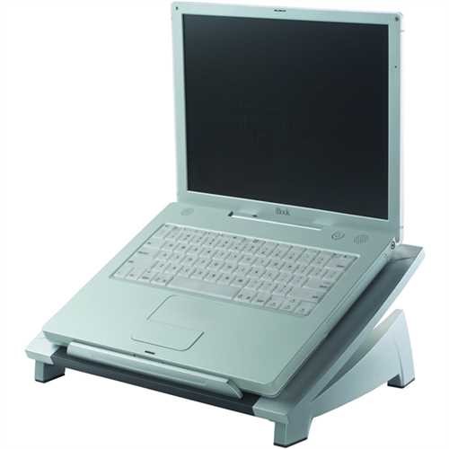 Fellowes Laptopständer, stufenlos neigbar, 38,4 x 28,9 x 11/16,5 cm, silber/schwarz