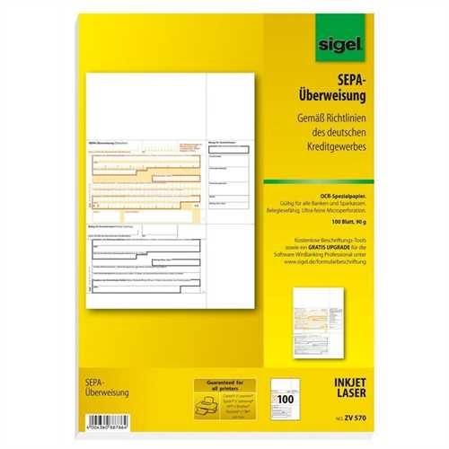 SIGEL Bankformular, SEPA-Überweisung, A4 (100 Blatt)