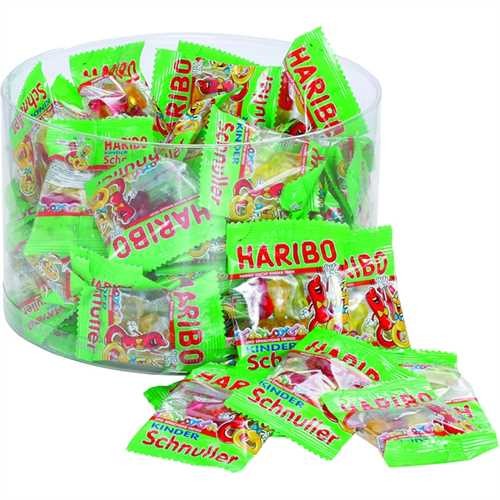 HARIBO Fruchtgummi KINDER Schnuller, Minibeutel, Klarsichtdose, 100 x 9,8 g (980 g)