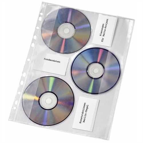 VELOFLEX Prospekthülle, PP, 11fach Lochung, A4, transparent, für: 3 CDs (10 Stück)