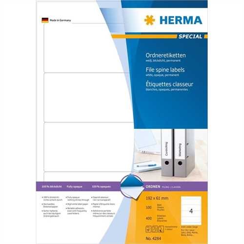 HERMA Rückenschild, selbstklebend, breit / kurz, 61 x 192 mm, weiß (400 Stück)
