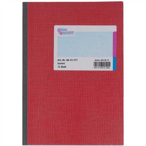 K&E Geschäftsbuch, Glanzkarton, kariert, A5, Einbandfarbe: rot, 72 Blatt