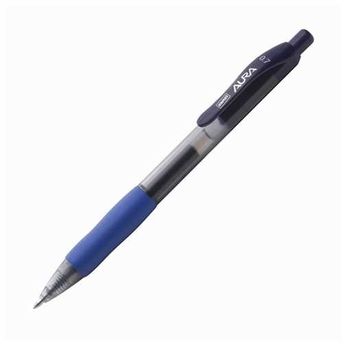STAPLES Gelschreiber AURA™, Druckmechanik, 0,7 mm, Schreibfarbe: blau (12 Stück)
