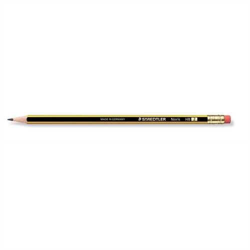 STAEDTLER Bleistift Noris, sechseckig, mit Radiergummi, HB, Schaftfarbe: schwarz/gelb (12 Stück)