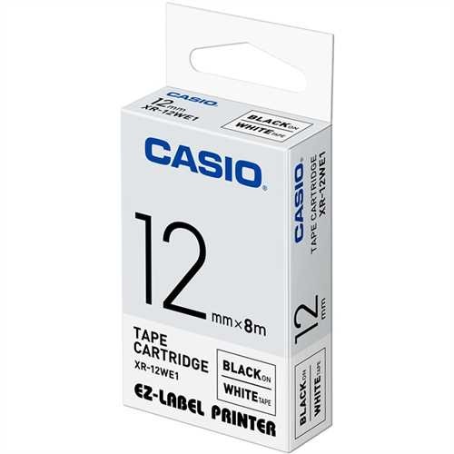 CASIO Schriftbandkassette, XR-12WE1, 12 mm x 8 m, schwarz auf weiß