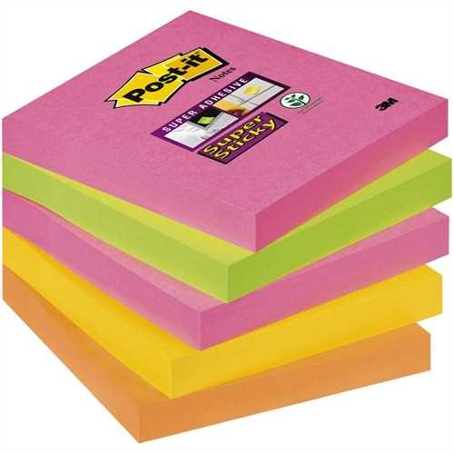 Post-it Haftnotiz Super Sticky Cape Town Collection, 76 x 76 mm, sortiert, 90 Blatt (5 Blocks)