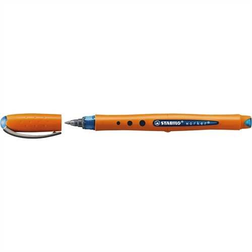 STABILO Tintenkugelschreiber worker, mit Kappe, F, 0,3 mm, Schreibfarbe: blau