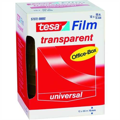 tesa Klebeband TRANSPARENT, selbstklebend, 15 mm x 66 m, farblos (10 Rollen)