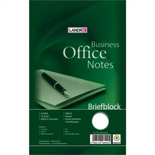 LANDRÉ Briefblock Office, blanko, A5, 70 g/m², holzfrei, 50 Blatt (10 Stück)