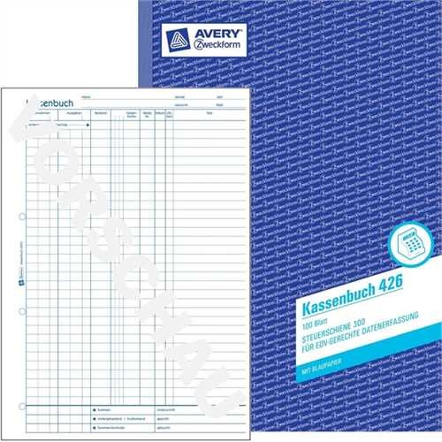 AVERY ZWECKFORM 426 - Kassenbuch, A4 hoch, Einbandfarbe: Blau, 100 Blätter